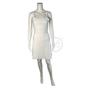 Olivia Rae Swiss Dot Dress White Open back with tie A Line Fit and Flare Small